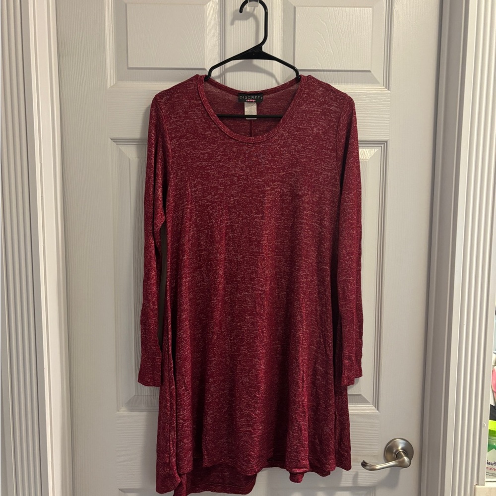 Red Long Sleeve Tunic Top